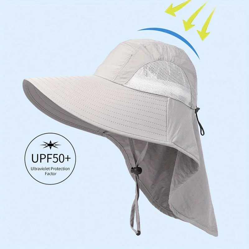 Men Women Summer Beach Sun Hat Breathable Adjustable Solid Color Hat for Outdoor Fishing Hiking Camping Summer Vacation