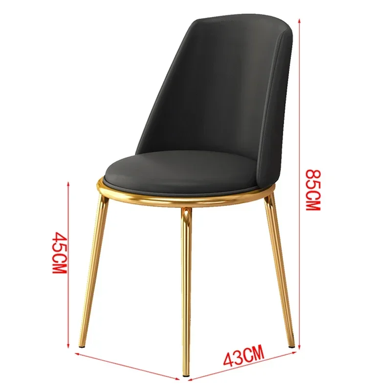 Sillas de comedor con patas de Metal negro, patas de Metal modernas, silla suave de estilo nórdico con respaldo