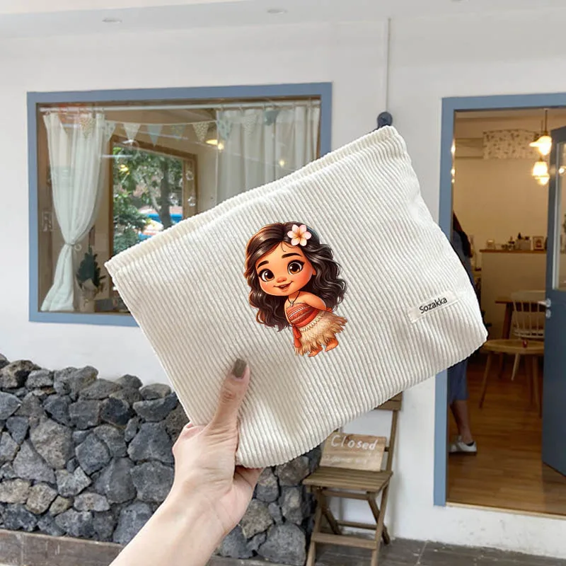 

Disney Princess Corduroy Travel Cosmetic Bag Portable Makeup Storage Bag Purses Women Zipper Make Up Organizer Storage Clutch