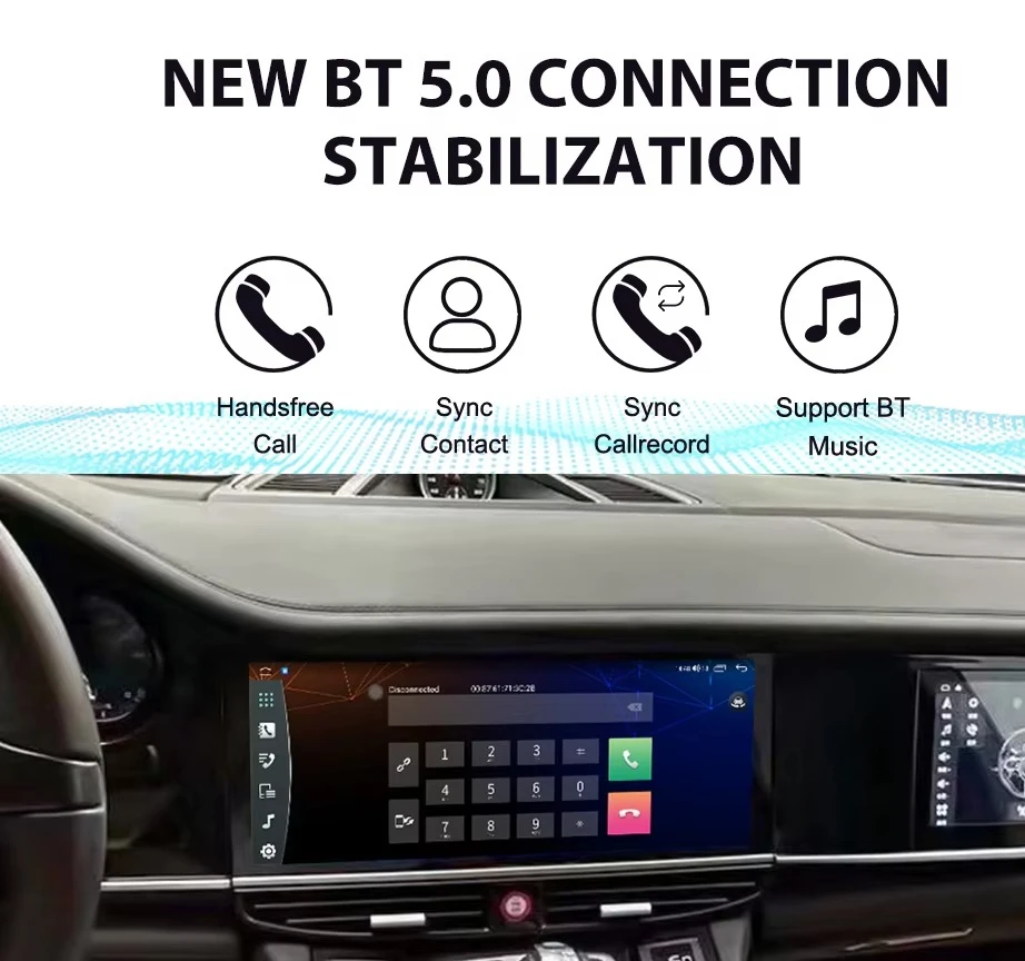 Carplay de 12,3 Polegadas para Cayenne 2010-2016, Multimídia Automotiva com Tela Dupla e Android 13, Suporte para 8 Núcleos e BT 5.0