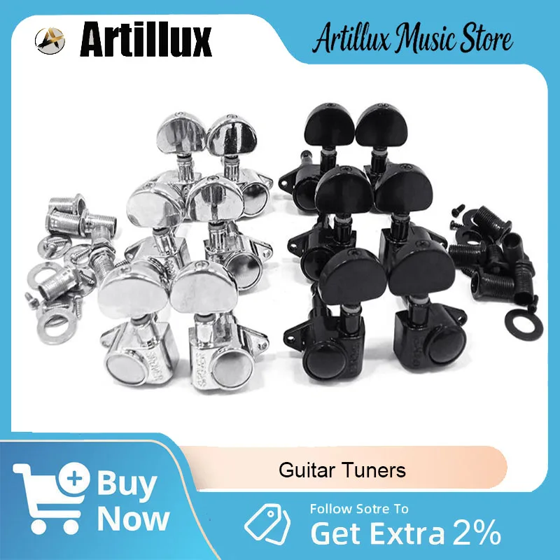 

Artillux 6Pcs Guitar Tuners (3 Right/Left) Brand New 1:18 Locking Tuners for Electric Acoustic Folk Guitar Parts & Accessories
