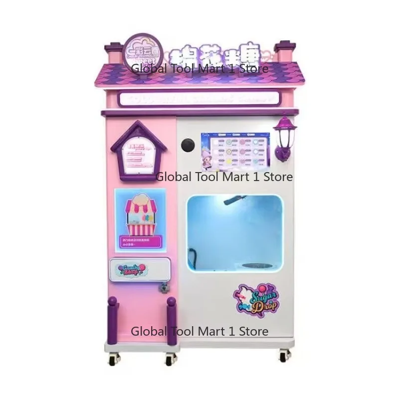 Unmanned Self-Service Cartoon Cotton Candy Vending Machine Essential for Amusement Parks Customizable with Free Remote Upgrades