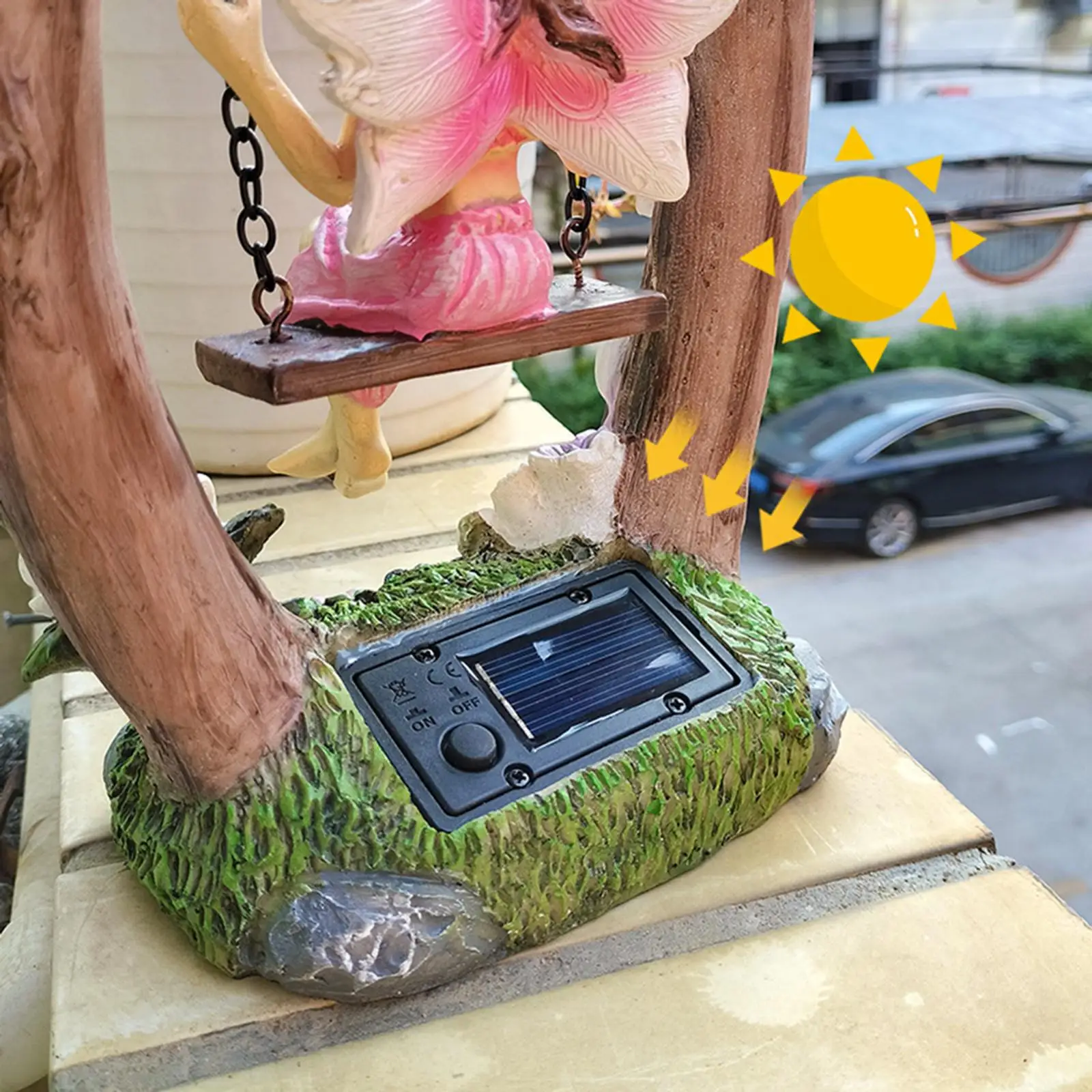 

Садовая солнечная скульптура-фигурка феи из смолы, водонепроницаемая, декоративная, для балкона, газона, сада