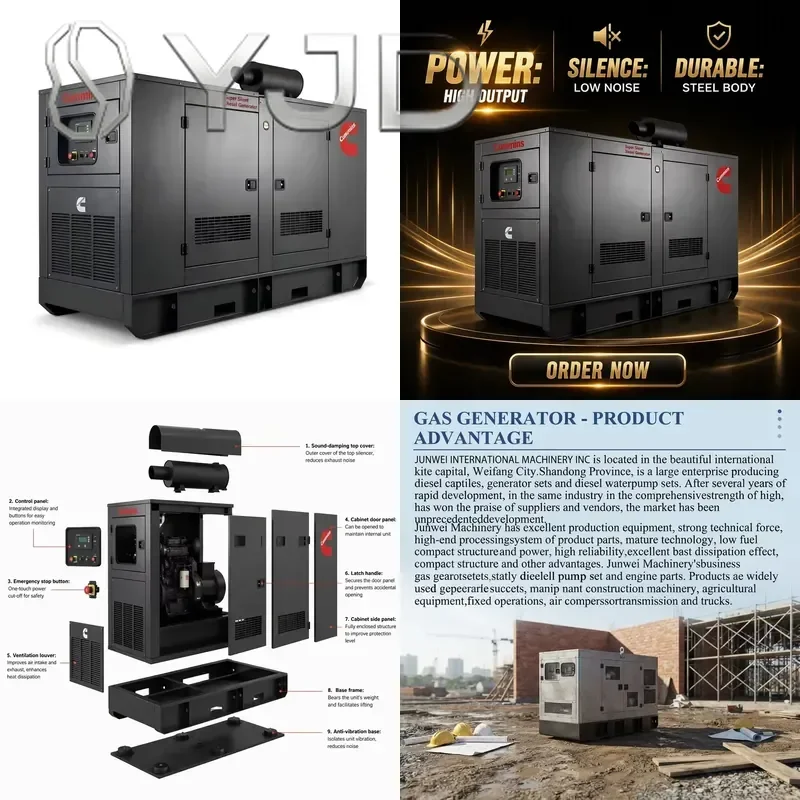 CE EPA Weichai Yuchai 150 KVA Three Phase 230V 50/60Hz Open Type Silent Generator with 24V/12V DC Electric