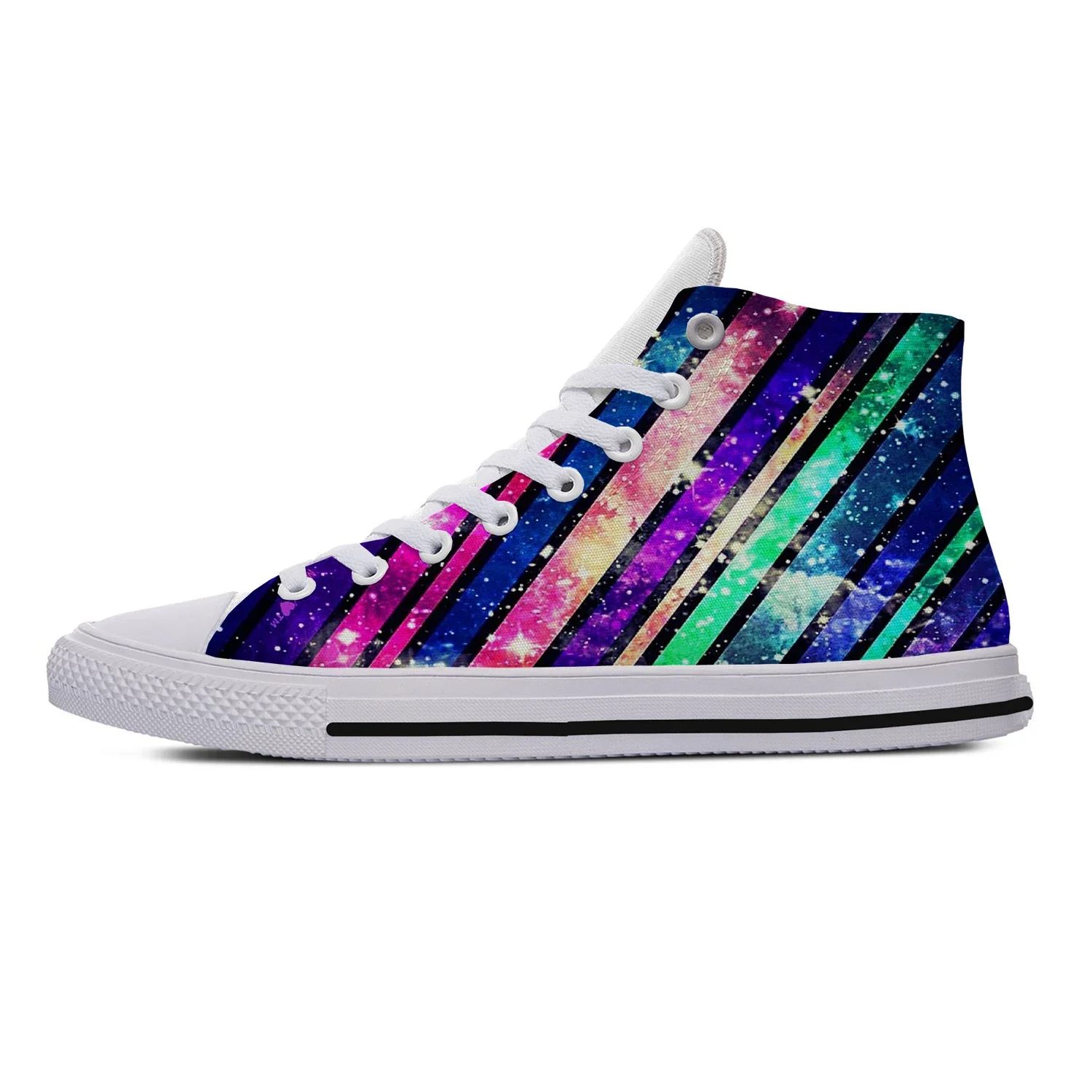 Regenbogen Glitter High Top Sneakers Herren Damen Teenager heiße Mode Freizeit schuhe Leinwand Laufschuhe 3D-Druck leichten Schuh