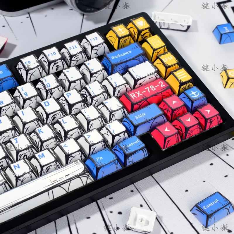 140 Keys Anime Theme Keycap Set PBT Manga Style Keyboard Cap Cherry Profile Gaming KeyCap for Mechanical Keyboard 1.5u Alt