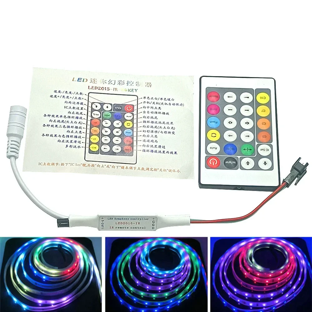 Mini RF DC5-24V 24 Key WS2811 WS2812 1903 16703 Phantom LED Light Bar Controller Rgb Led Strip  Homekit  Wifi Led Controller