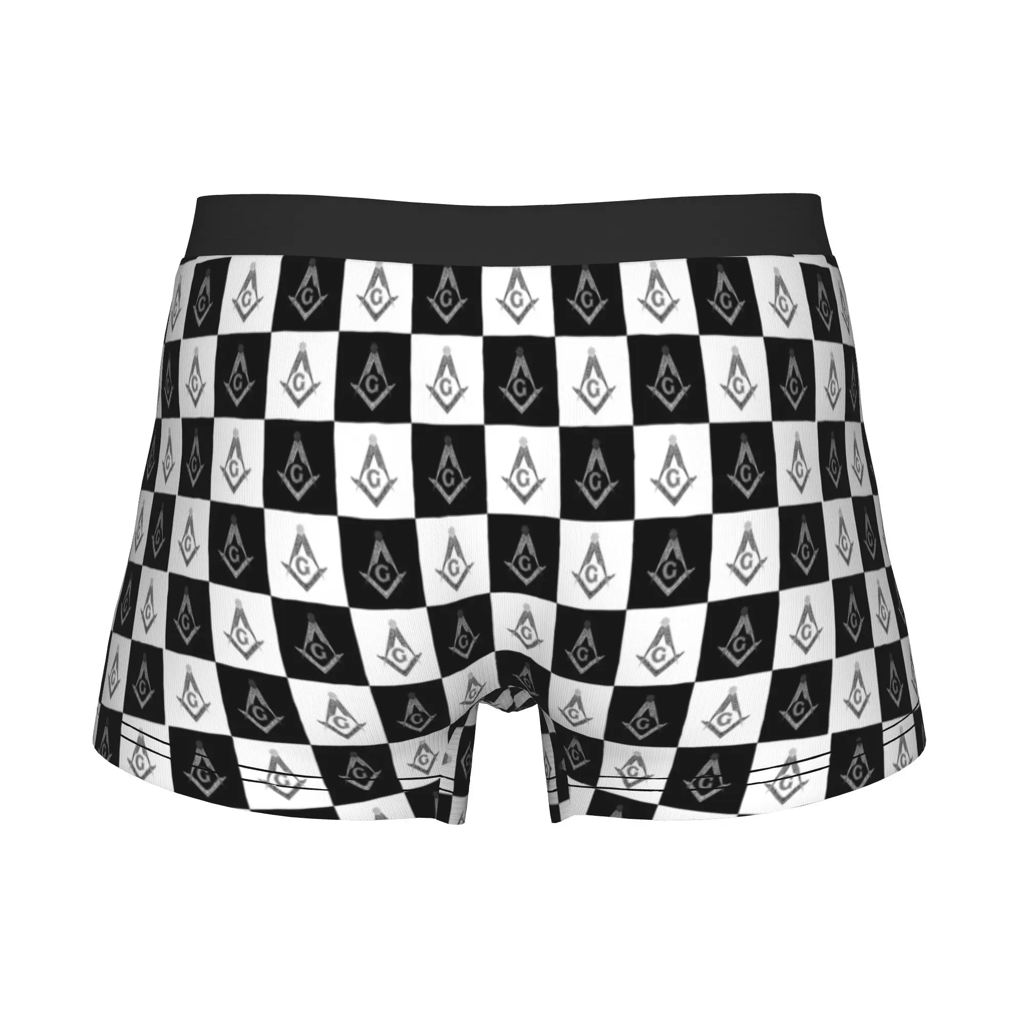 Freemason Checkered Pattern Boxers Shorts Men's Mason Masonic Briefs Underwear Cool Underpants