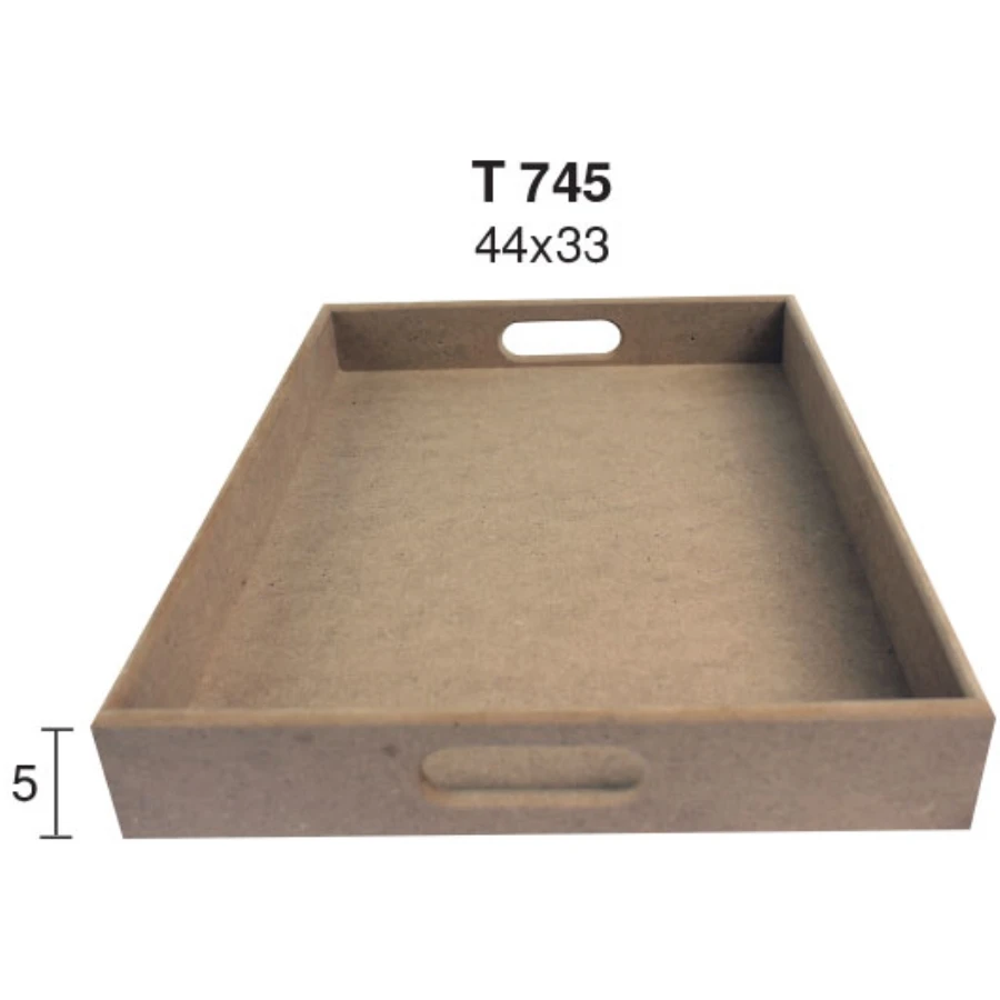 T745 Large Flat Rectangle Tray, Unpainted Mdf Wood Tray