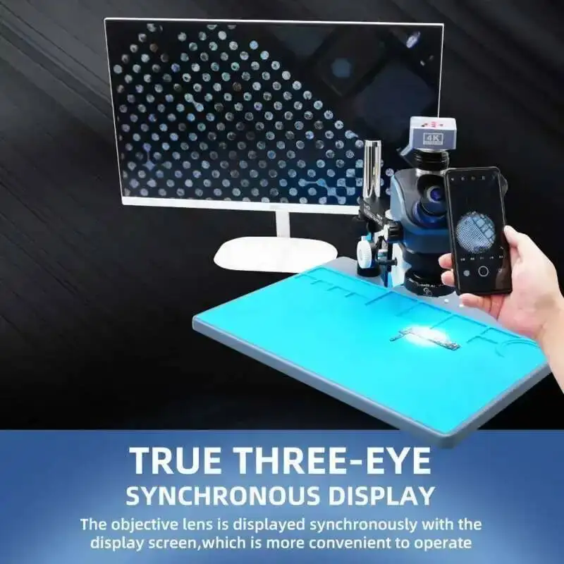 Kaisi Zoom Trinocular Stereo Microscope Set With 4K HDMI Video Camera TX-350s Plus 3.5X-100X For Soldering Repair