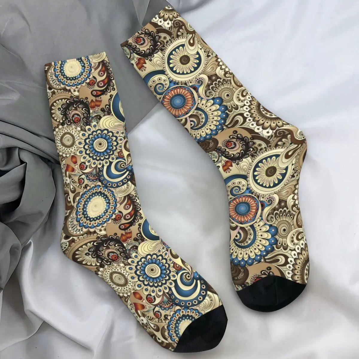

Unisex Men Socks Colorful Flowers Doodles Abstract Plant Stockings Autumn Retro High Quality Socks Sports Anti Bacterial Socks