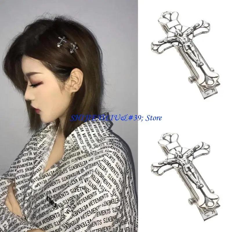 

E21F Заколки для перекрестной челки в стиле панк, заколки для волос в стиле ретро, ​​боковые заколки для волос на Хэллоуин, для