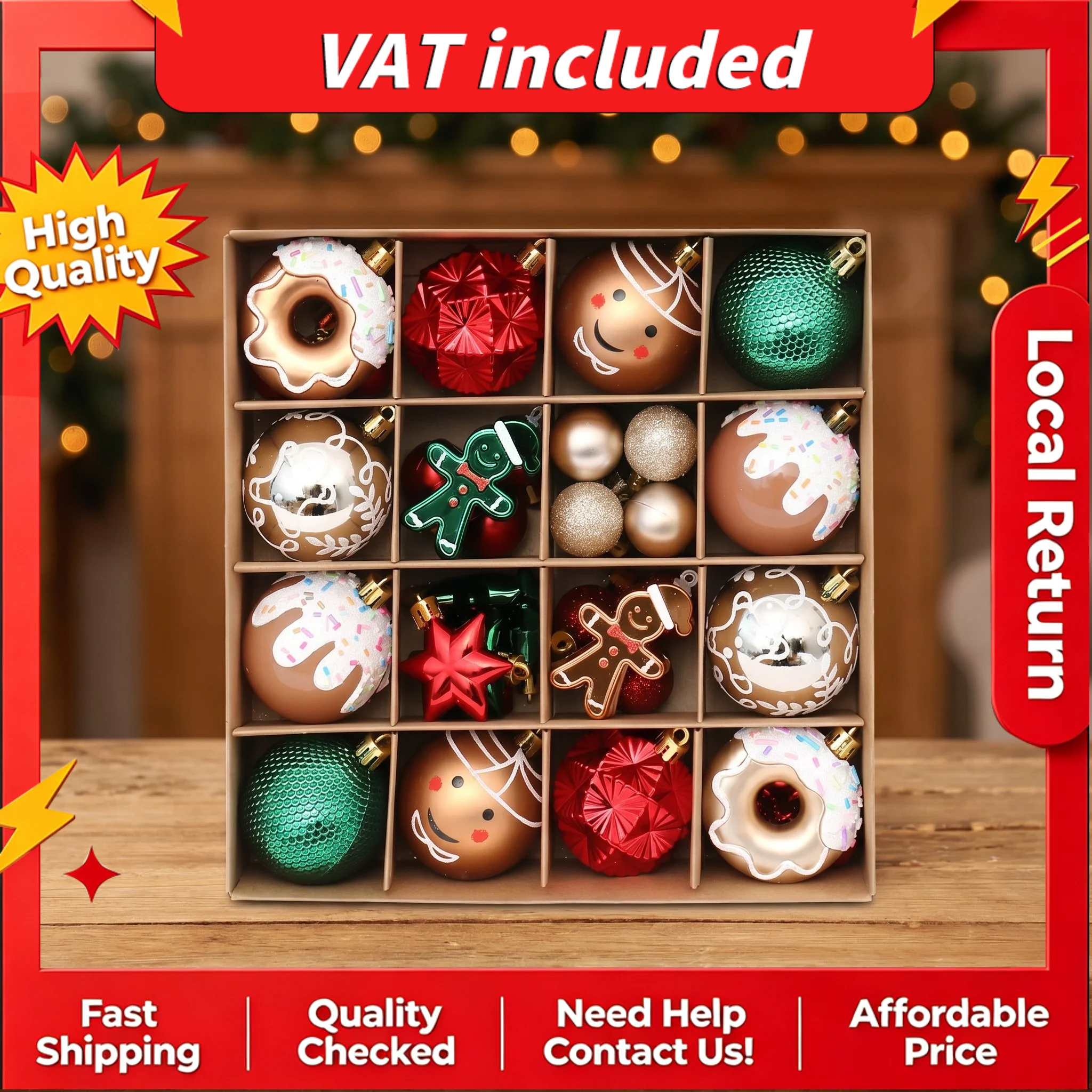 Set regalo con 42 decorazioni per l’albero di Natale