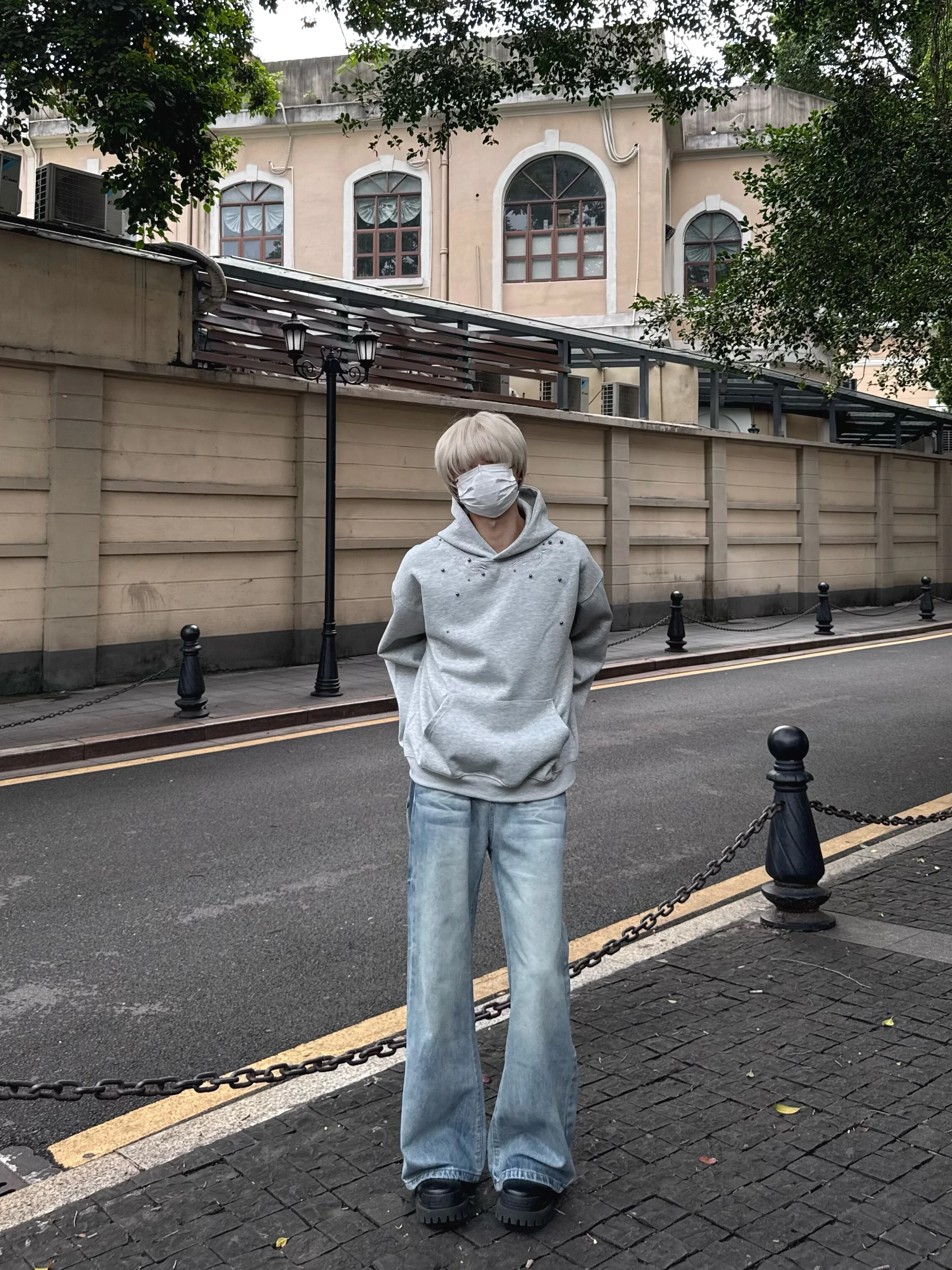 الأصلي الأمريكية الرجعية الثقيلة مطرز التطريز مقنعين البلوز فضفاض عارضة تنوعا الأزياء الاتجاه هوديي أعلى للرجال #6