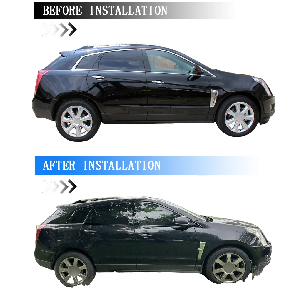 Glossy Black Chrome Delete Sticker For Cadillac SRX 2010-2016 Car Window Exterior Trimy