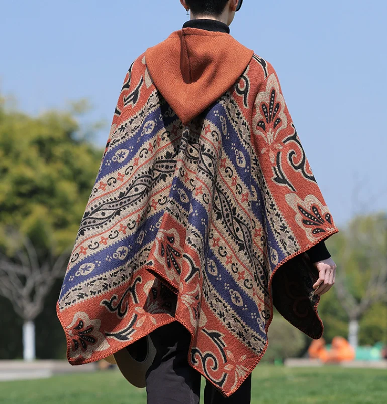 Ethnic Style Men's Shawl Winter Warm Cape Travel Outfit Desert Thick Self Driving Travel Photography Cloak jacket Poncho