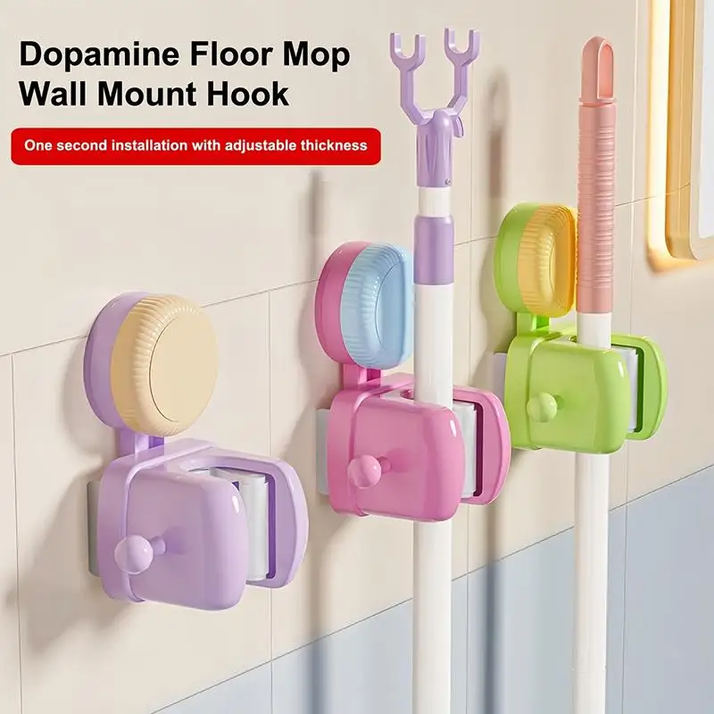 

Dopamine Suction Cup Mop Clip, Strong Load-bearing Capacity, No Drilling Required, Bathroom Holder, Mop Storage Rack