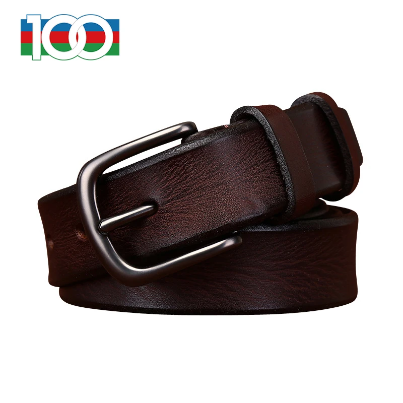 

2.8CM fashion trend retro concave leather belt women's top layer cowhide casual needle buckle denim belt