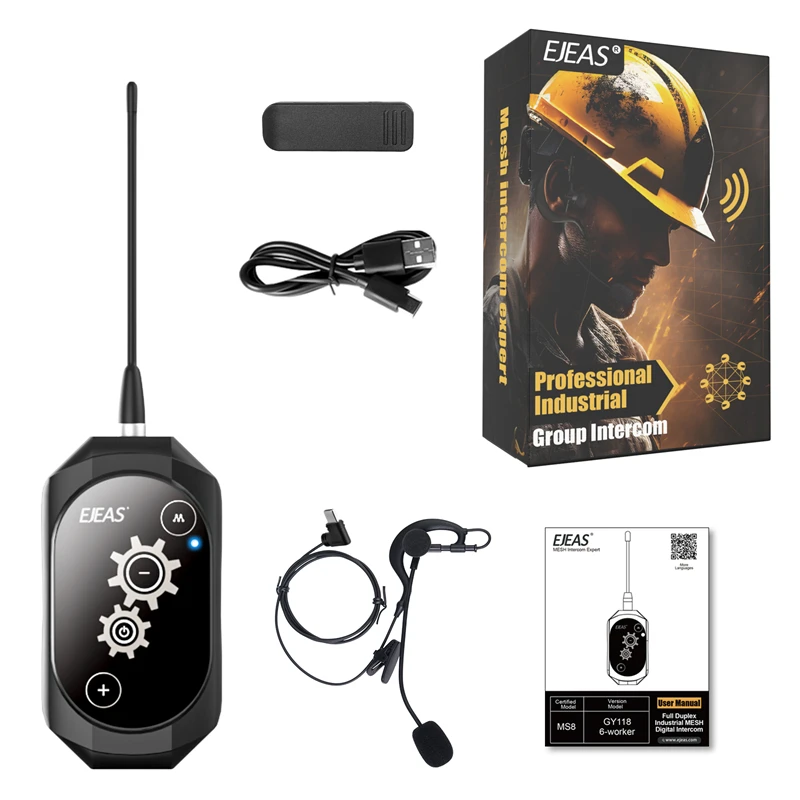 For EJEAS GY118 Full Duplex Outdoor Waterproof Industrial Wireless Intercom Industrial Communication Walkie Talkie