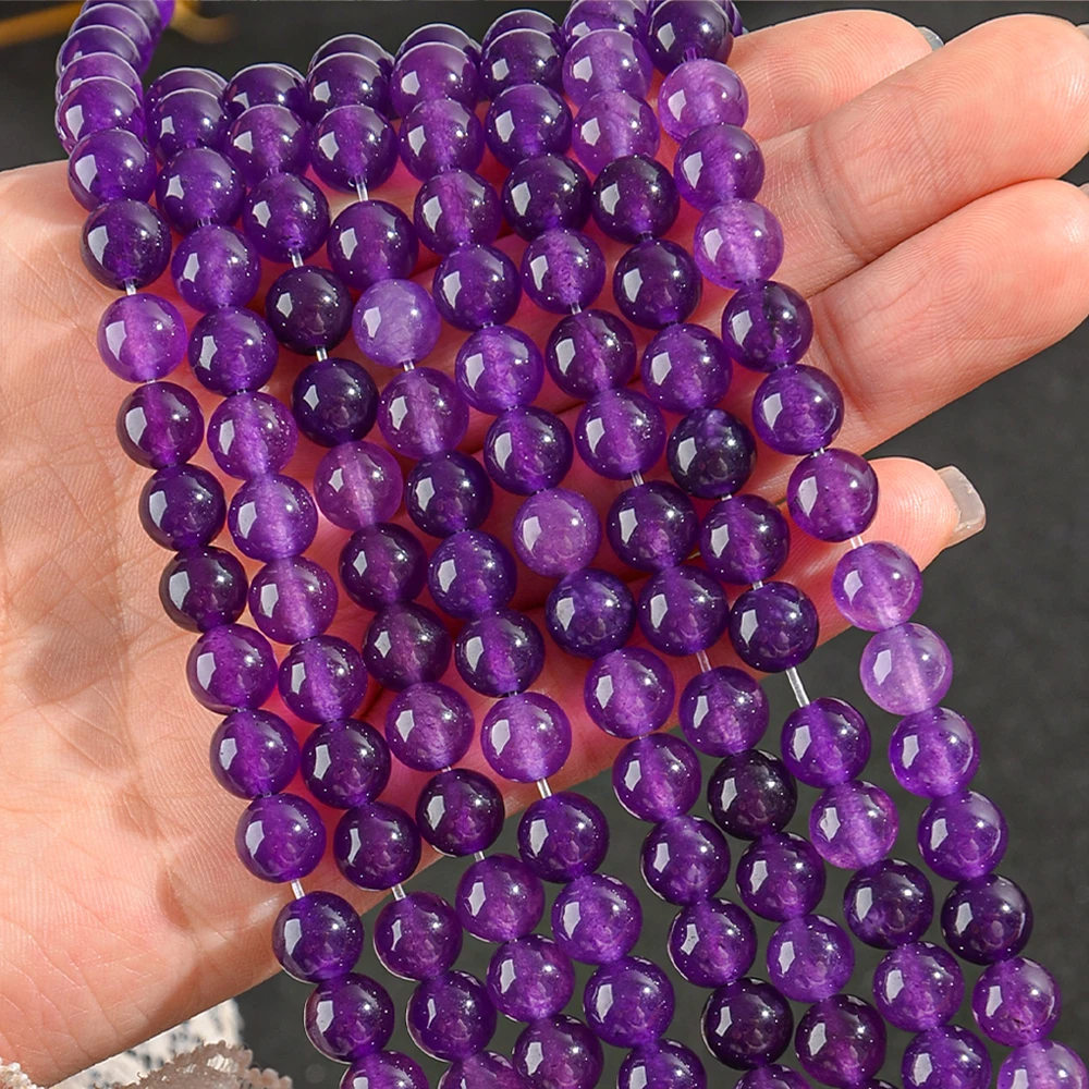 38/45/60/90pcs Natural Amethyst Gemstone Round Loose Beads, Used for Jewelry Making
