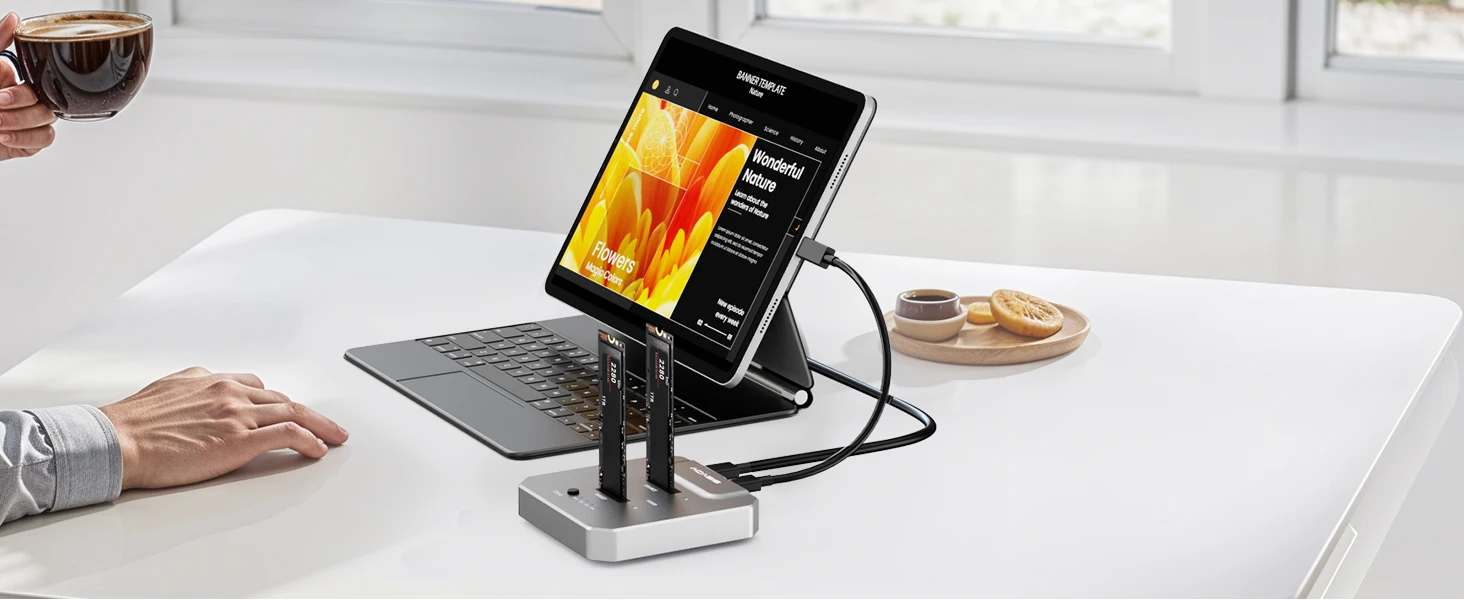Acasis 20Gbps Dual-Bay M.2 NVME SSD-Gehäuse SSD-Duplikator Offline-Klon USB 3.2 Typ-C Gen2 zu NVMe Dockingstation für PC – Detail 10