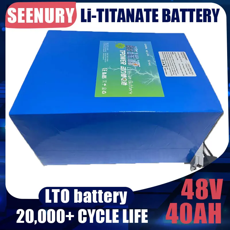 SEENRUY Lithium Titanate Battery Pack 20S 48V 40Ah for 3000W Electric Scooter Motorcycle Provide 5A Charger