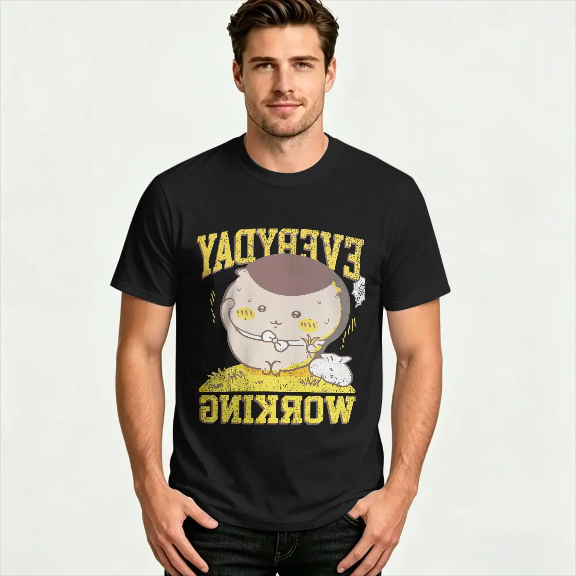 Men's Chiikawa Usagi Hachiware Everyday working T-Shirts  100% Cotton Top Tees SummerO Neck Hip Hop Custom Logo Tshirt