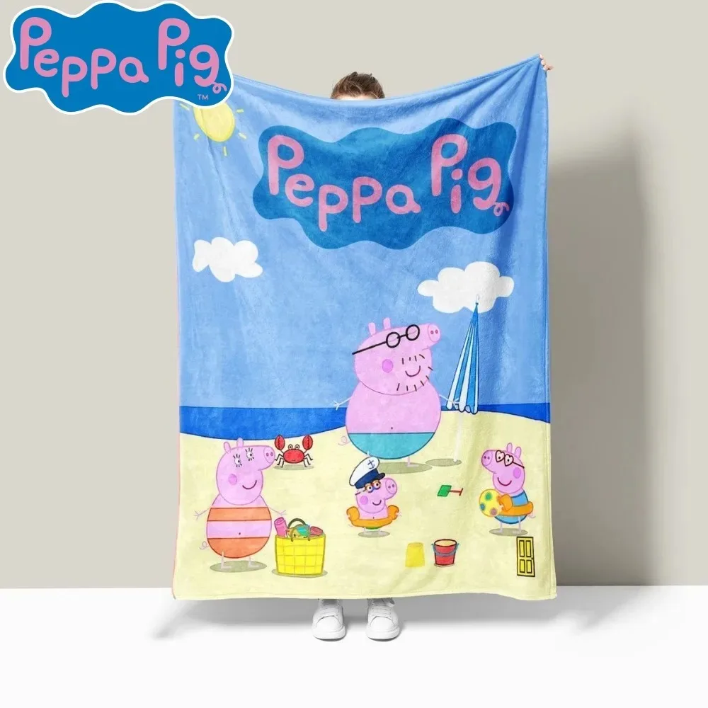 70*100 ซม.Peppa Pig เด็ก Flannel ผ้าห่มหนาขนแกะปะการังสําหรับห้องนอนหน้าแรกเตียงโซฟา Plush Nap ของขวัญวันเกิด