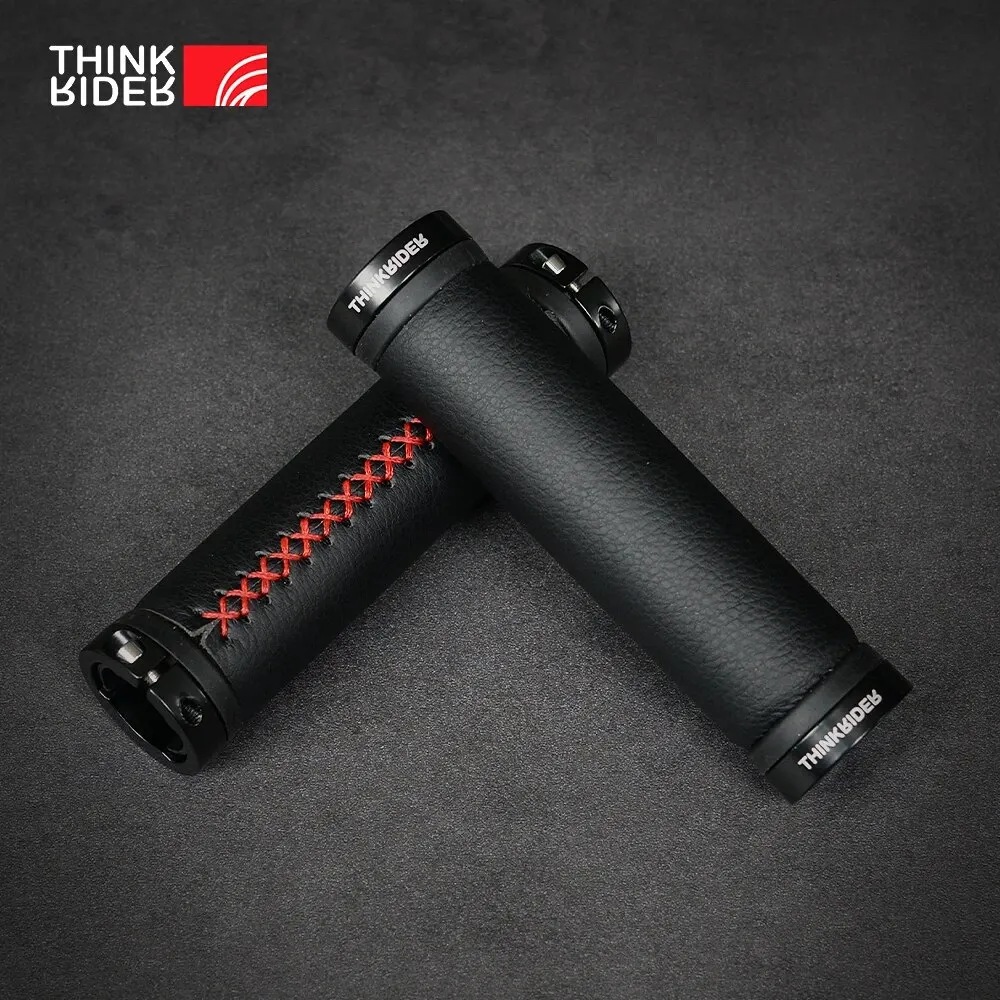 ThinkRIder Fiber Leather Bicycle Handlebar Grips City Bike Scooter MTB Cover Handle Bar End Non-slip Aluminum Lock