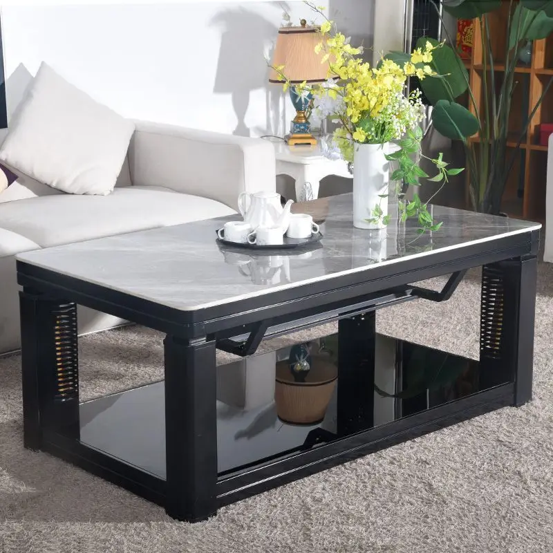 All-in-One Smart 2-Tier Storage Electric Heated Coffee Table with Energy-Saving Quiet Operation for Family Gatherings