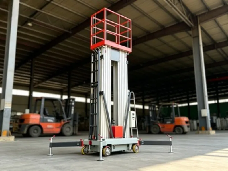 Electric Vertical Hydraulic Man Lift Double Mast 12m Height Aluminum Mast Lifting Platform 250kg With Adjustable Support Legs