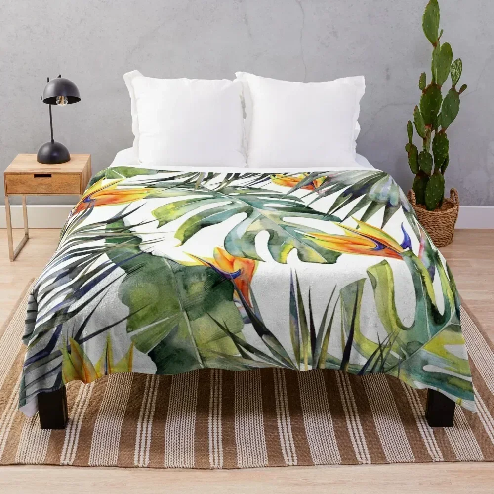 

TROPICAL GARDEN Throw Blanket Quilt Hair Blankets Blankets For Sofas Plaid on the sofa Thins Furry Blankets