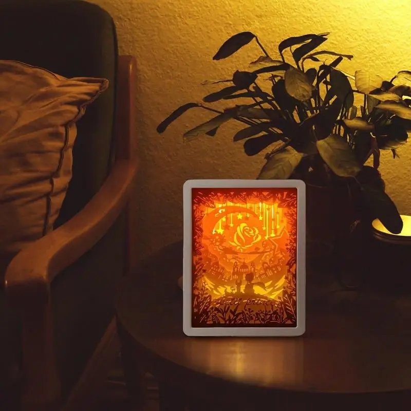 Lampada da intaglio in carta a specchio 3D Bellissimo arredamento per la casa, luce notturna, comodino, ornamenti, lampada d'atmosfera romantica, regalo per il tuo amante