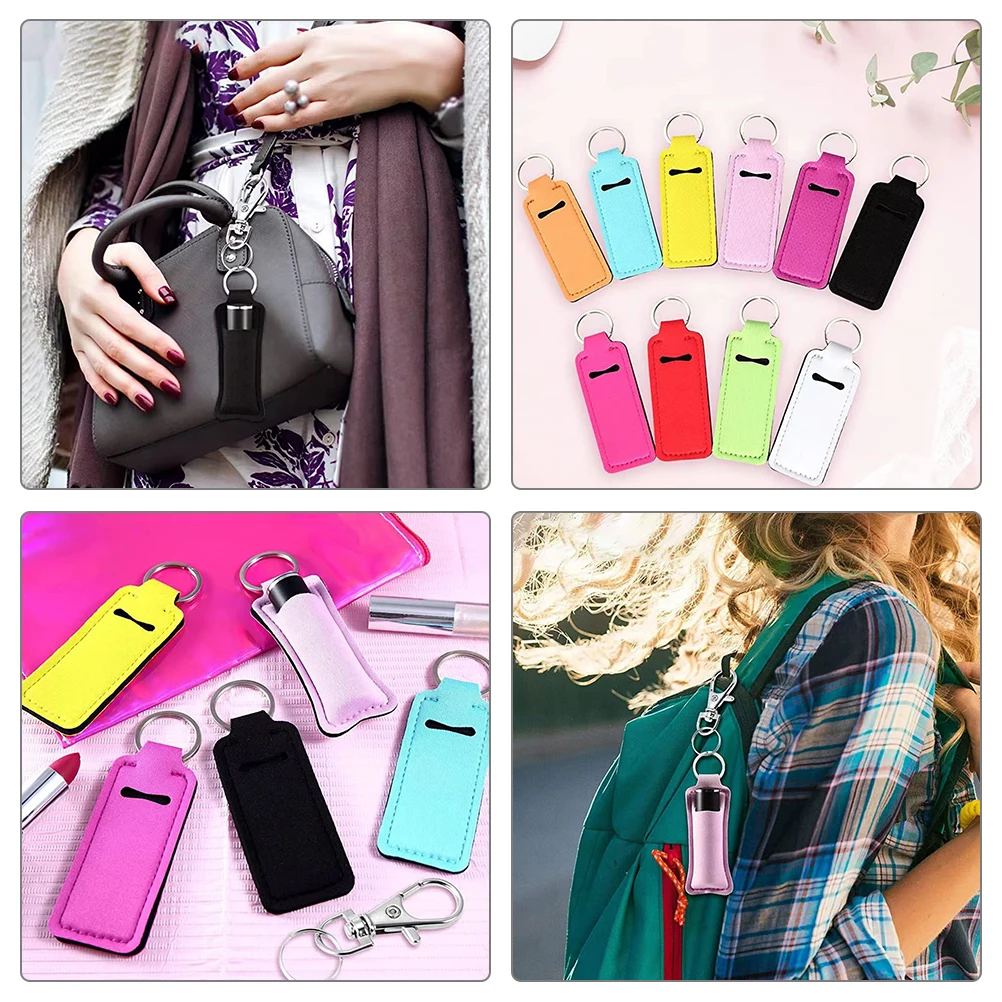 

Lipstick Case Holder Keychain Gloss Sleeve Protector Lipbalm Keyring Storage Portable Protective