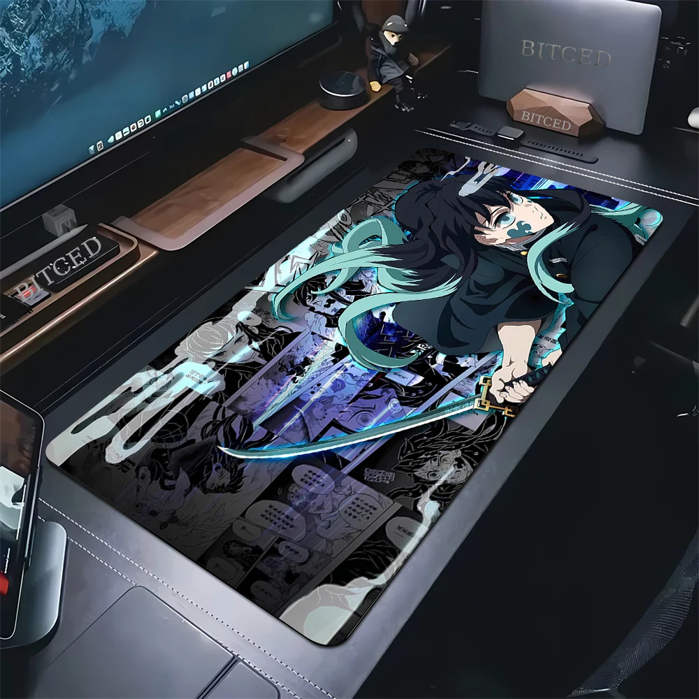 Anime Demon Slayer Kimetsu No Yaiba Muichiro Tokito Mousepad Computer Büro Tischsets XXL Gummi Anti-Rutsch Gaming Tastatur Matte