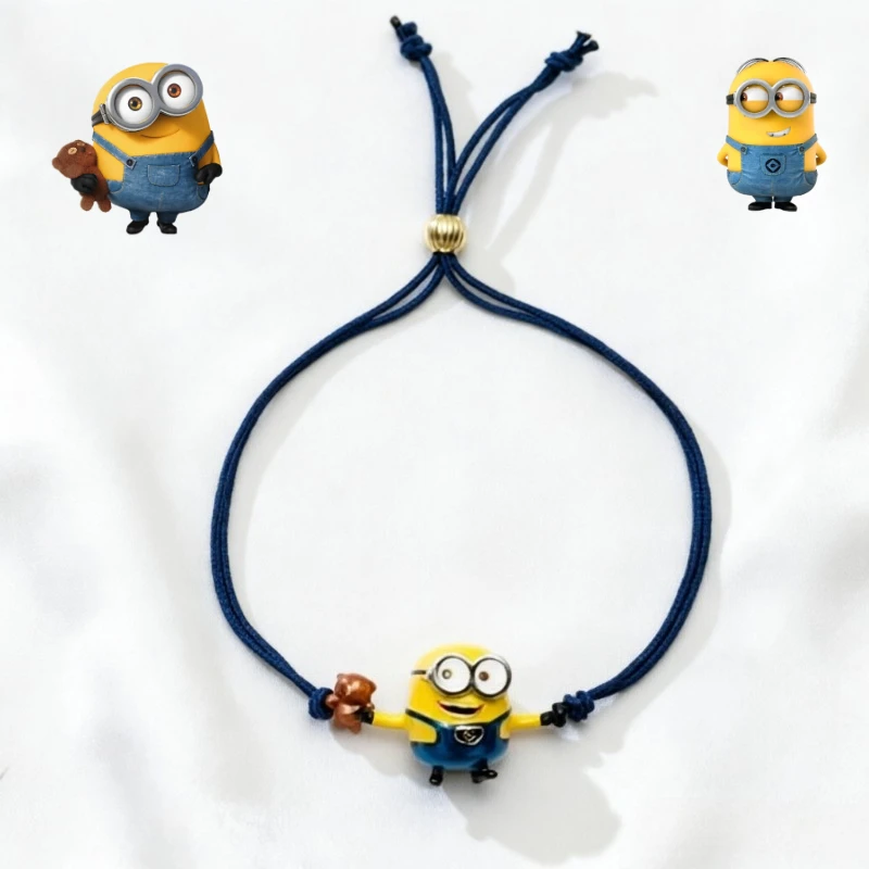 

Minions movie animation cartoon cute doll bracelet kawaii for boys and girls couple wristband adjustable accessory wholesale