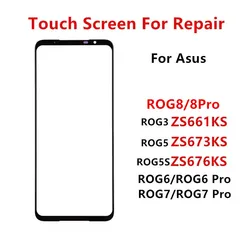 Tela de toque para telefone Asus Rog, display LCD, vidro frontal, painel exterior, peça de reparo, ROG 8, 7, 6, Pro 5, 5S, 3, ZS673KS, ZS676KS, ZS661KL