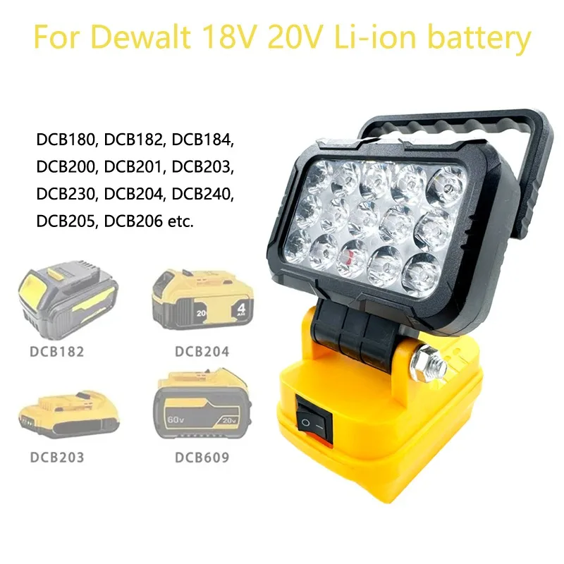 ضوء عمل LED 3 بوصة مناسب لبطارية ليثيوم أيون ماكيتا/ميلووكي/ديوالت 18 فولت مع مقبض ومصباح يدوي بواجهة USB #3