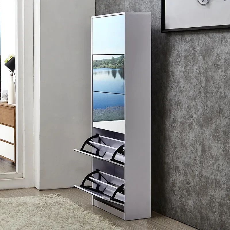 For Narrow Entryway Elevator Room Light Luxury Shoe Cabinet Rack Tall Tipping Bucket Corridor Aisle Corner Storage with