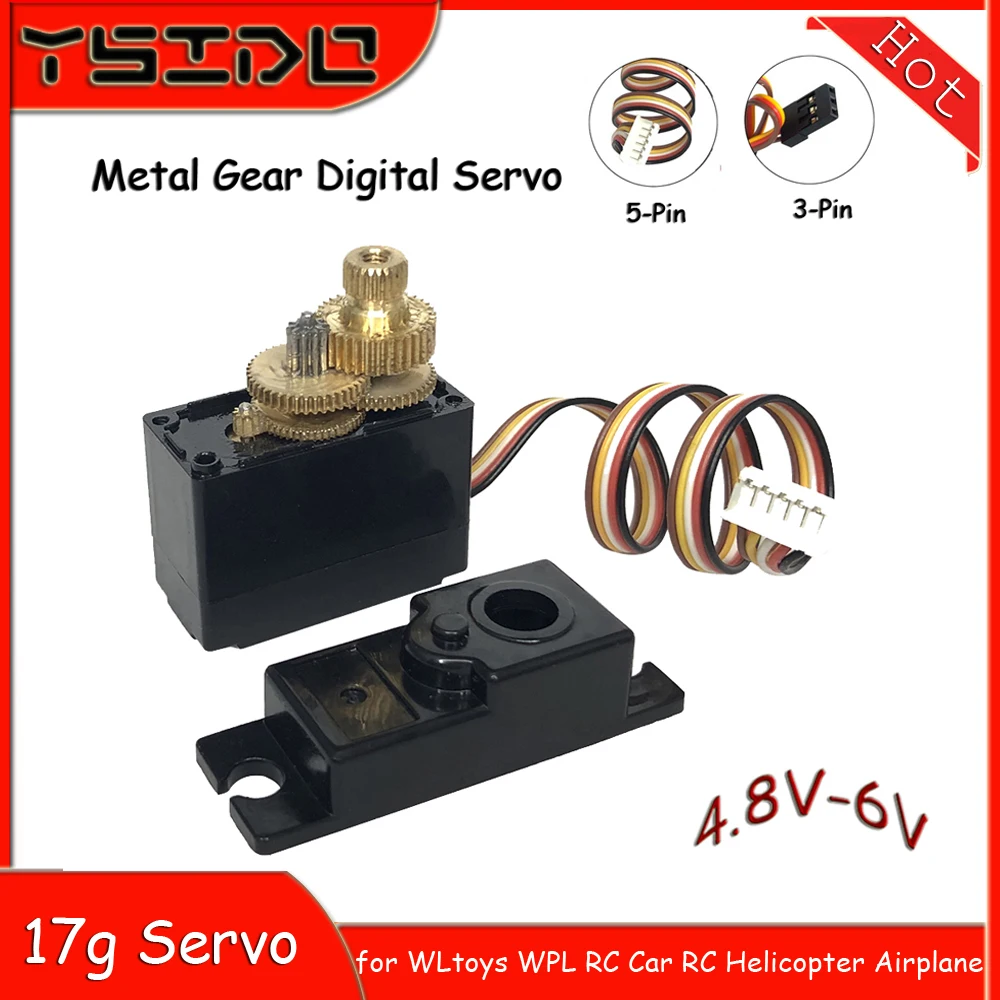 

Цифровой сердечник с металлической шестерней, 17 г, 3/5-контактный для 1/12 1/14 WLtoys 144001 124019 124018 WPL B1/16 B24 C14 C24 Радиоуправляемый вертолет