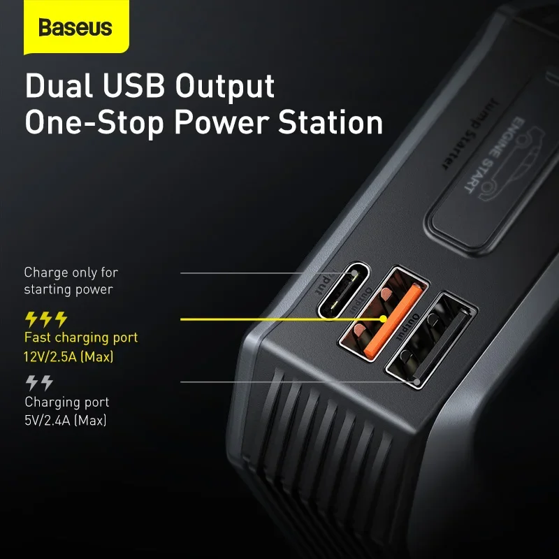 Baseus 20000mAh Jump Starter Power Bank 2000A 12V Portable Car Battery Starter Emergency AUTO Booster Starting Device Jump Start