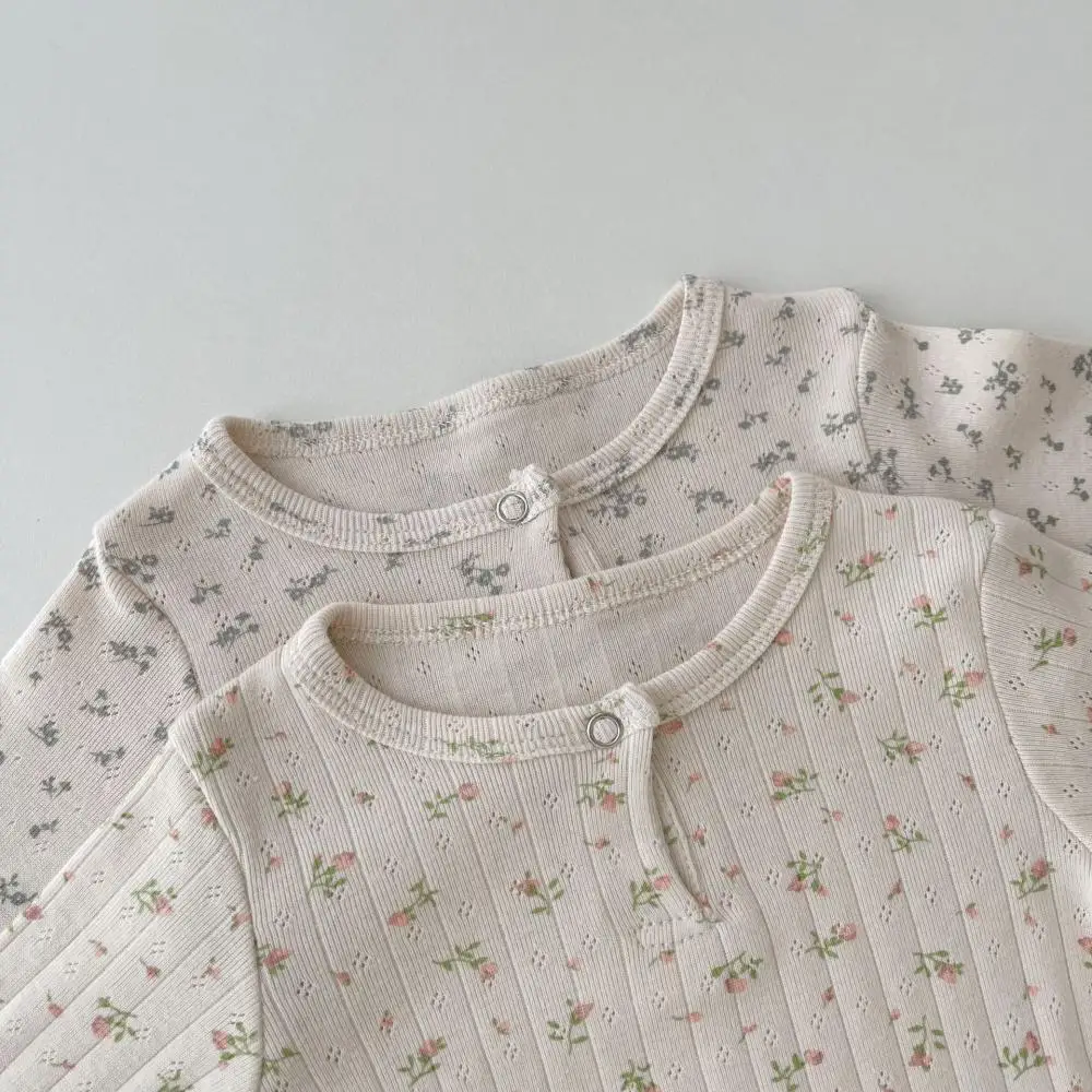 2024 primavera autunno neonato per il tempo libero ragazze Set top floreali pantaloni a vita alta abbigliamento moda 3 pezzi Set vestiti per bambina