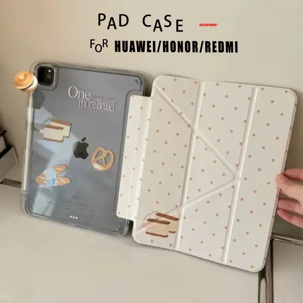 Korean Bread Full Screen Polka Dots 3+Y Fold tablet Case FOR HUAWEI MatepadPro/matepad air/HONOR V9/GT/10PRO/REDMI SE/PADM7/PAD2
