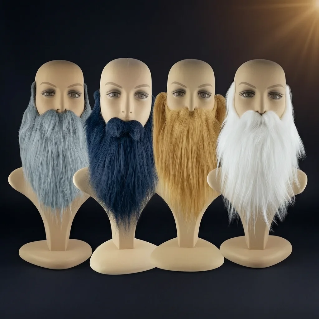 

Fake Beard Mustache Sideburns Set Santa Claus Halloween Cosplay Party Funny Fluff Costume Prop