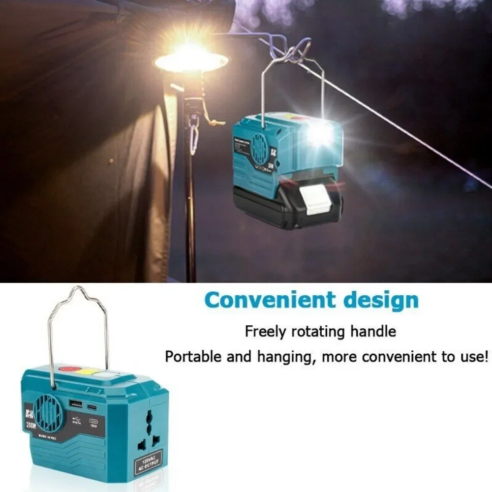 Imagem -04 - Inversor Led Luz de Trabalho para Bosch Dewalt Makita Milwaukee Ryobi 18v 20v Bateria de Lítio Power Bank Carregador 200w