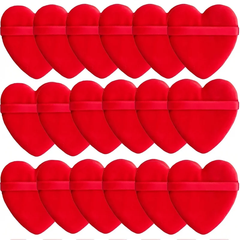 15 Heart-Shaped Flocked Makeup Sponge, Suitable for Facial and Body Powder Puffs—Soft and Fluffy Mixed Sponge, Has a Dense Flock