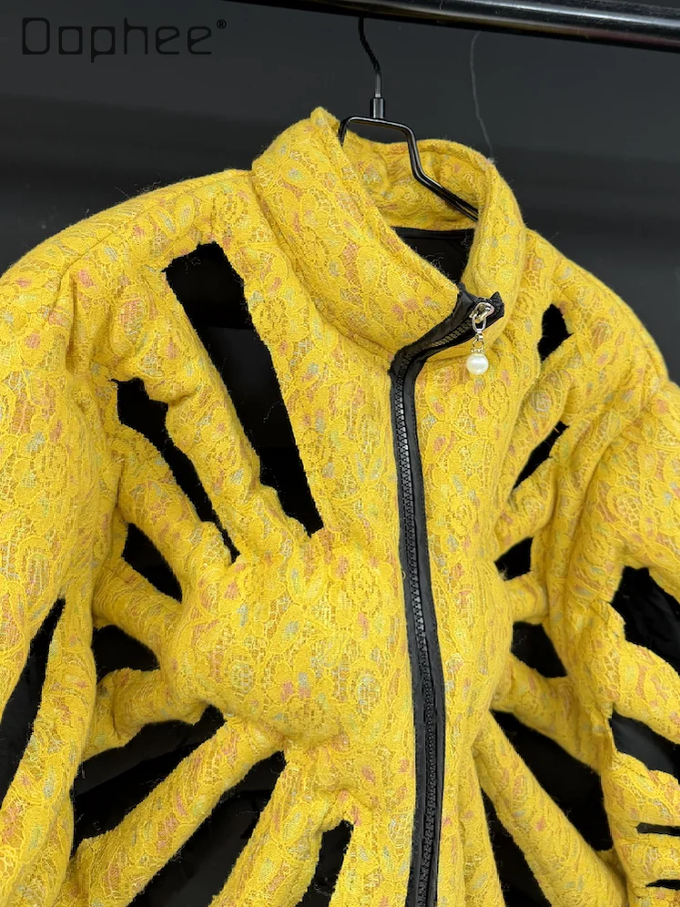 عادية جوفاء سميكة سترة قطن الرجال الوقوف طوق سترة منفوخة مرحلة الأداء معطف الشارع الأمريكي شخصية الرجال #3