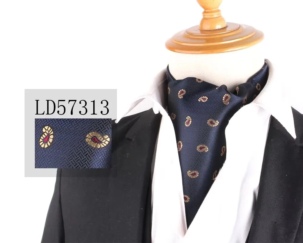 الجاكار الأزهار بيزلي الكاجو التعادل الزفاف الرسمي Cravat أسكوت Scrunch الذاتي البريطانية شهم البوليستر رابطة عنق للرجال الفاخرة