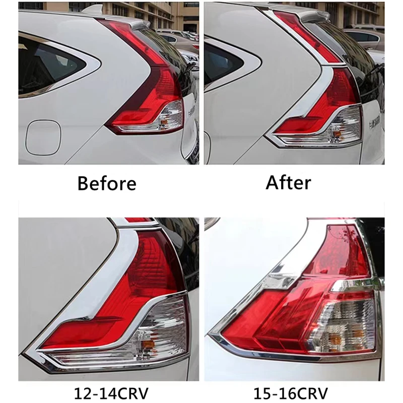 For Honda CRV 2012 2013 2014 2015 2016 ABS Chrome After Rear Tail Lights Lamp Covers Frame Trim Car Quality Styling Sequins 4pcs