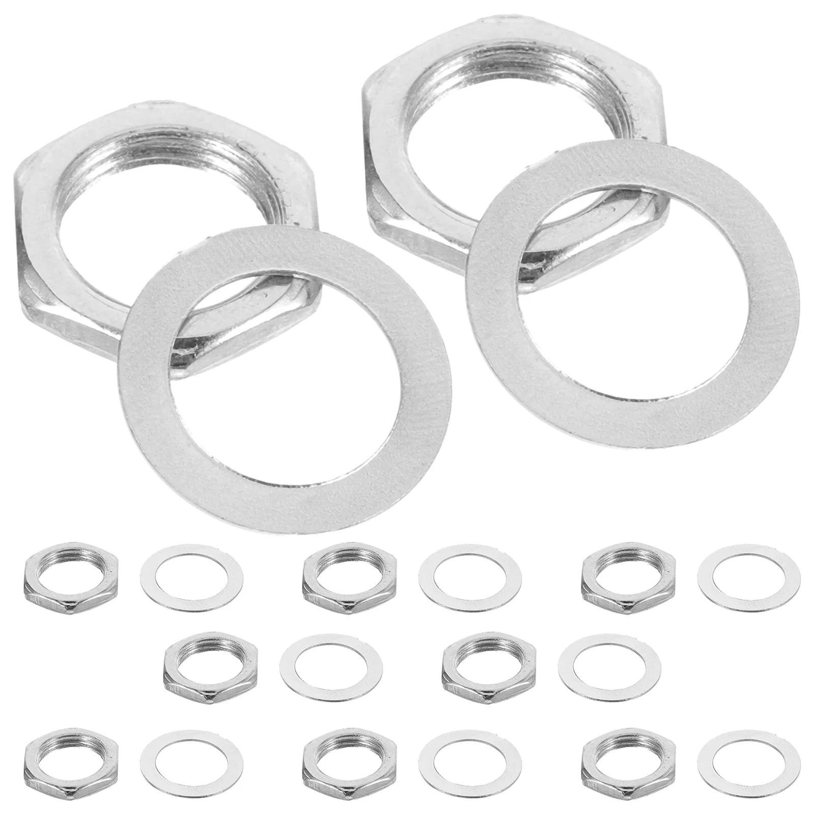 

10Sets Guitar Alloy Nuts and Washers 6.35mm Replacement for Electric Guitar Input Jack Socket Nuts Sturdy Portable Design